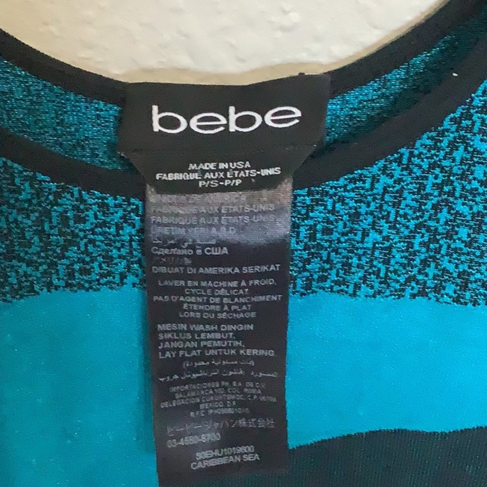 Bebe Teal and Black Mini Dress - Picture 3 of 5
